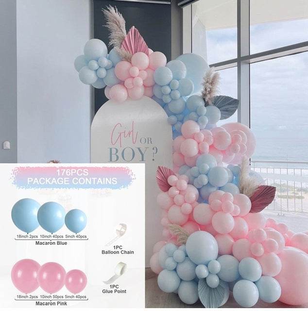 Blue Gender Reveal Theme Arch Balloon Chain Suit - Mubimart