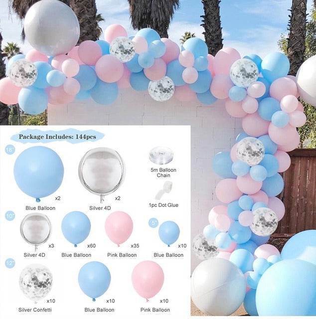 Blue Gender Reveal Theme Arch Balloon Chain Suit - Mubimart
