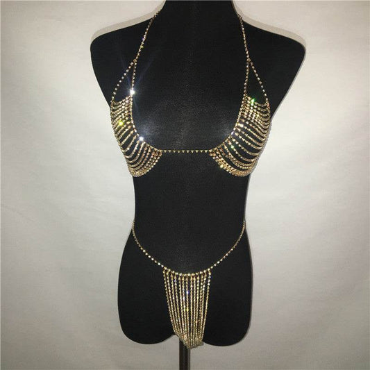 Body chain underwear 2 piece set - Mubimart