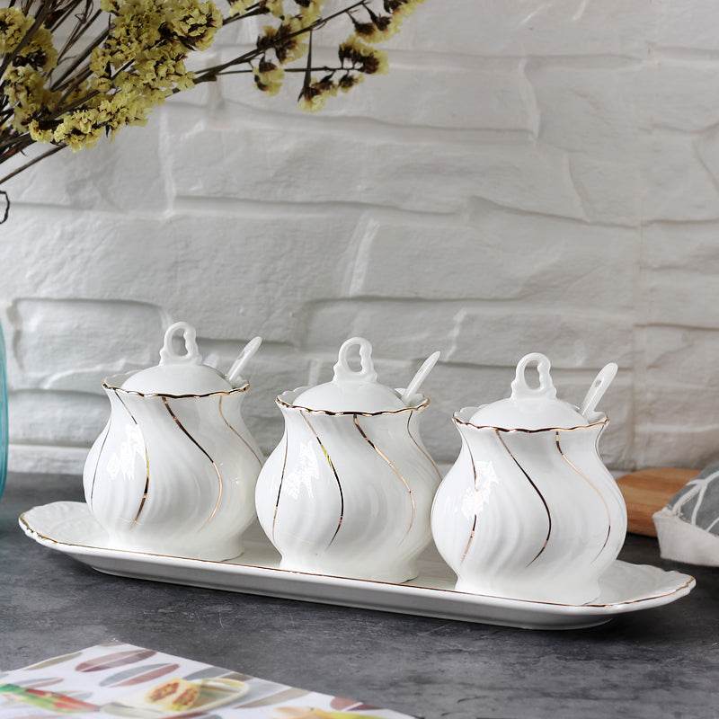Bone China Seasoning Jar Kitchen Sealed Jar - Mubimart