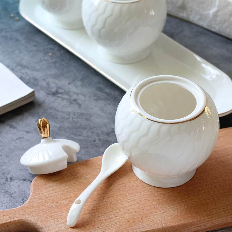 Bone China Seasoning Jar Kitchen Sealed Jar - Mubimart
