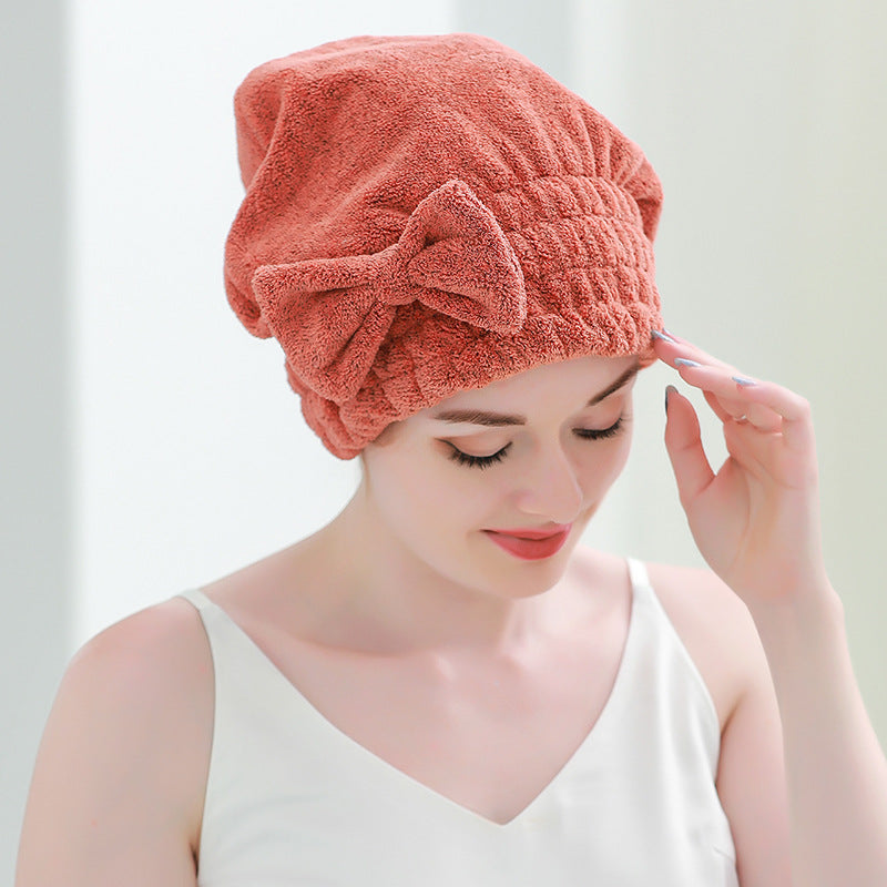 Bow Princess Hat Cute Dry Hair Towel Absorbent Quick-drying Turban - Mubimart -  