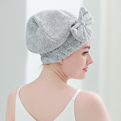 Bow Princess Hat Cute Dry Hair Towel Absorbent Quick-drying Turban - Mubimart -  