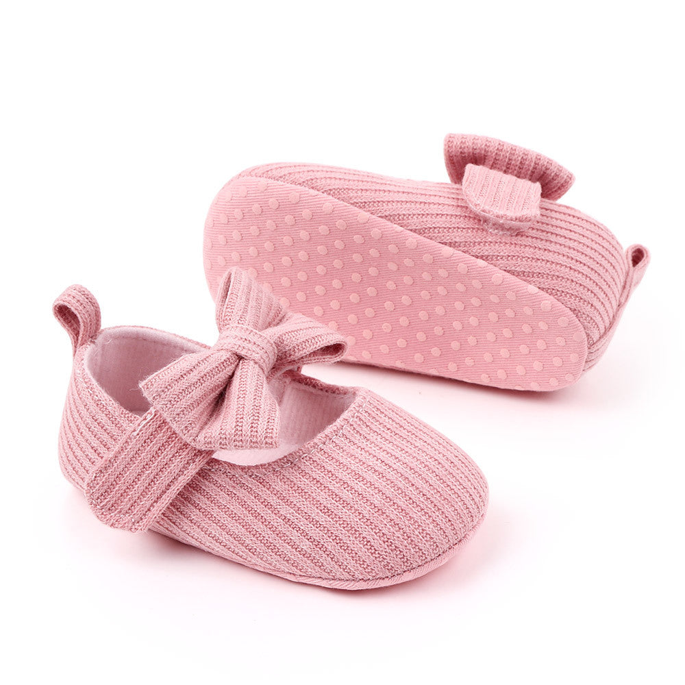 Bowknot Woolen Knit Baby Shoes Moccasins Princess Shoes Baby Shoes - Mubimart -  