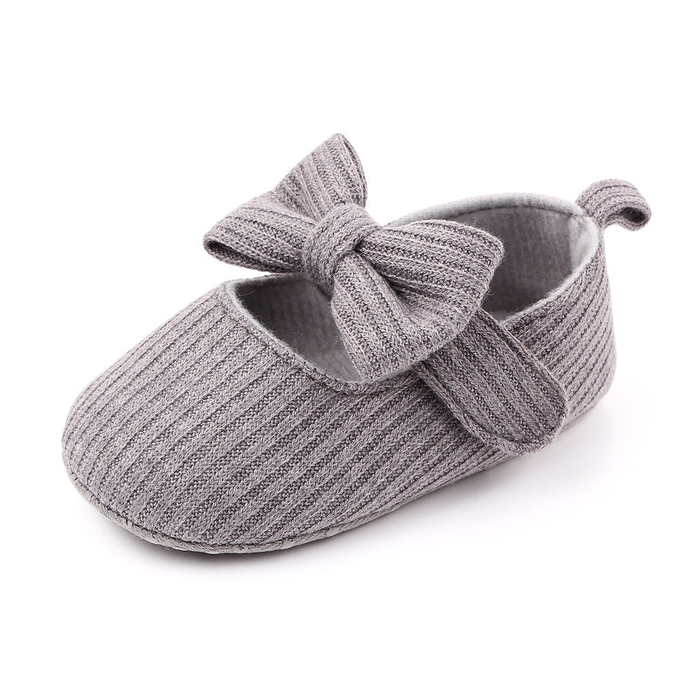 Bowknot Woolen Knit Baby Shoes Moccasins Princess Shoes Baby Shoes - Mubimart -  