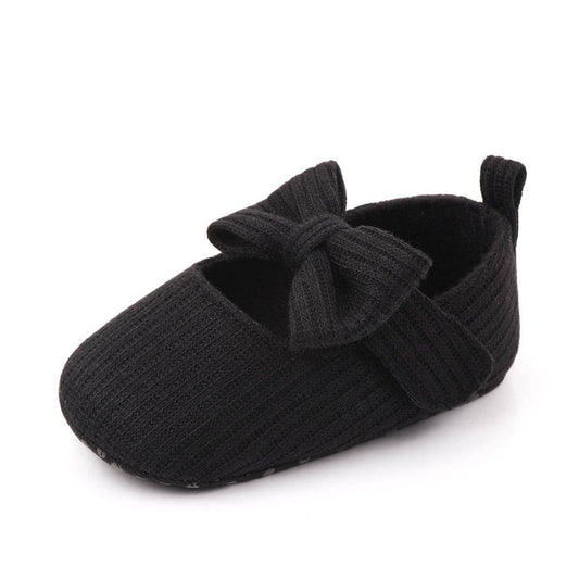 Bowknot Woolen Knit Baby Shoes Moccasins Princess Shoes Baby Shoes - Mubimart