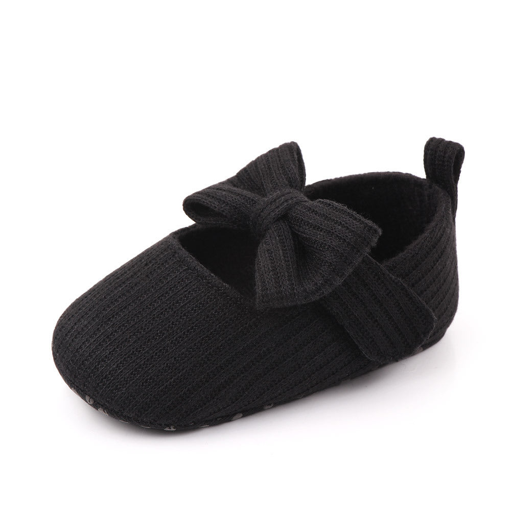 Bowknot Woolen Knit Baby Shoes Moccasins Princess Shoes Baby Shoes - Mubimart -  