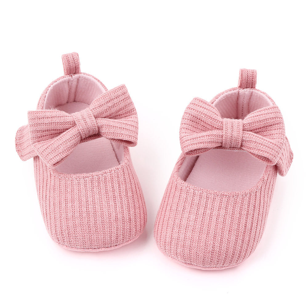 Bowknot Woolen Knit Baby Shoes Moccasins Princess Shoes Baby Shoes - Mubimart -  