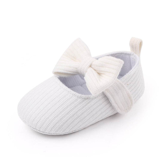 Bowknot Woolen Knit Baby Shoes Moccasins Princess Shoes Baby Shoes - Mubimart