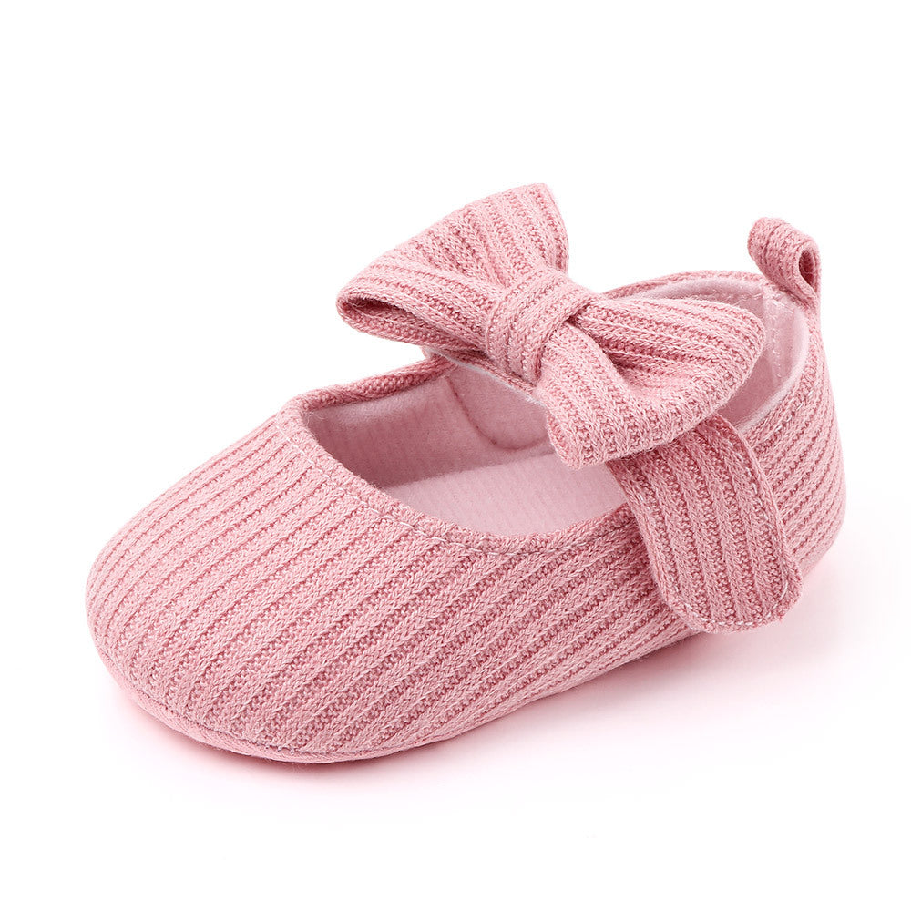 Bowknot Woolen Knit Baby Shoes Moccasins Princess Shoes Baby Shoes - Mubimart -  