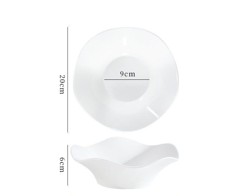 Bowl Wave White Porcelain Dish Home Pasta Dessert - Mubimart -  