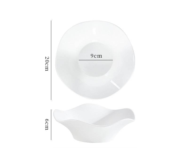 Bowl Wave White Porcelain Dish Home Pasta Dessert - Mubimart