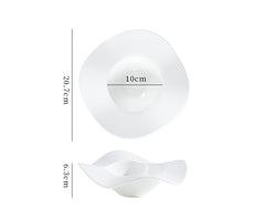 Bowl Wave White Porcelain Dish Home Pasta Dessert - Mubimart -  