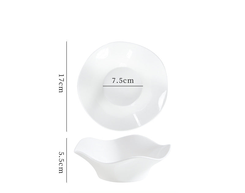 Bowl Wave White Porcelain Dish Home Pasta Dessert - Mubimart -  