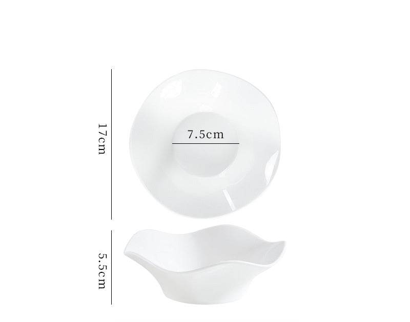 Bowl Wave White Porcelain Dish Home Pasta Dessert - Mubimart