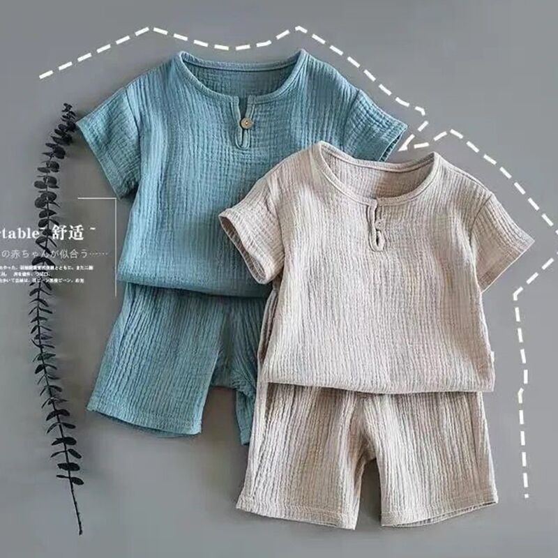 Boy And Girl Baby Short-sleeved Summer Suit - Mubimart -  