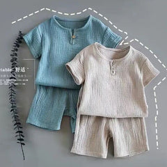 Boy And Girl Baby Short-sleeved Summer Suit - Mubimart -  