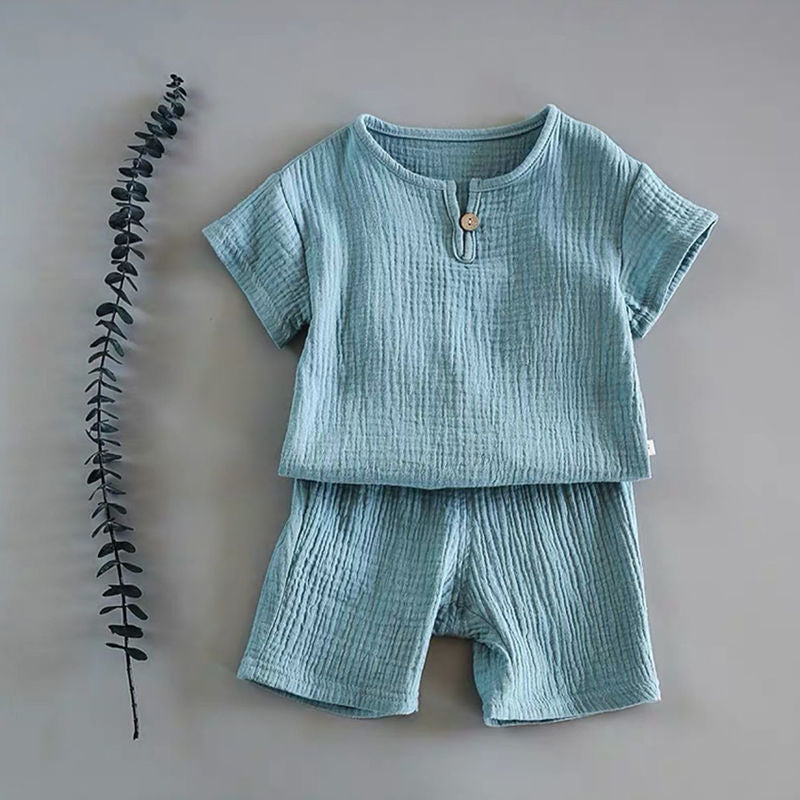 Boy And Girl Baby Short-sleeved Summer Suit - Mubimart -  