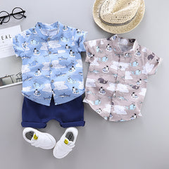 Boy baby infant child suit shirt short sleeve suit - Mubimart - Baby Cloth 