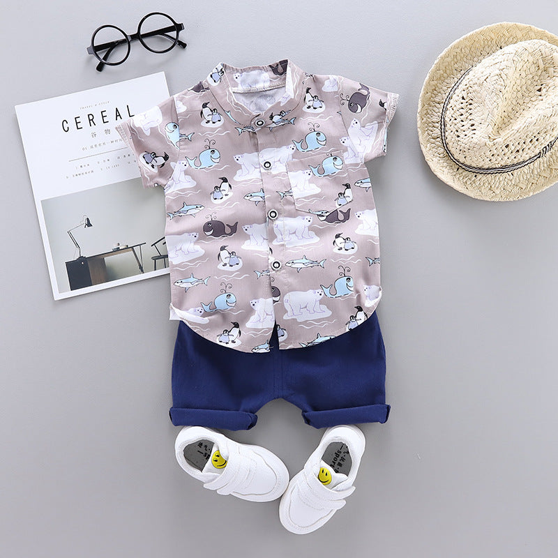 Boy baby infant child suit shirt short sleeve suit - Mubimart -  