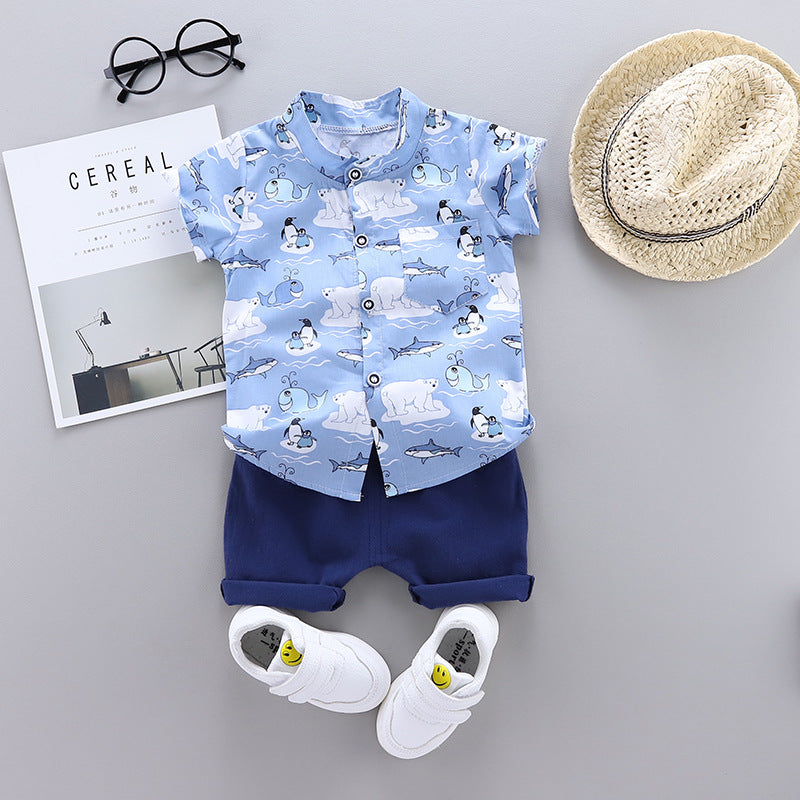 Boy baby infant child suit shirt short sleeve suit - Mubimart -  