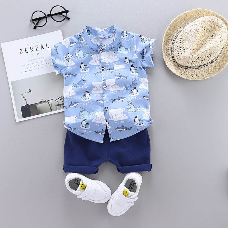 Boy baby infant child suit shirt short sleeve suit - Mubimart