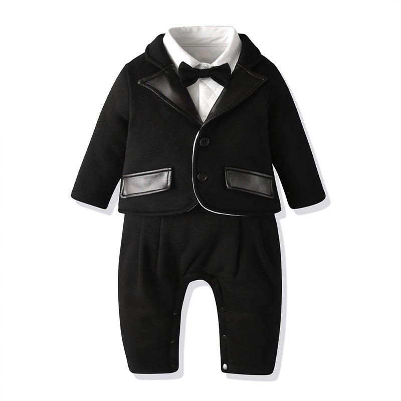 Boy baby long-sleeved gentleman tuxedo two-piece suit - Mubimart - Baby Cloth 