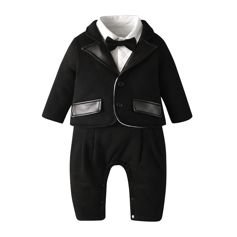 Boy baby long-sleeved gentleman tuxedo two-piece suit - Mubimart -  