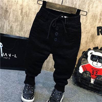 Boy's personality thickening plus velvet jeans children's jeans - Mubimart