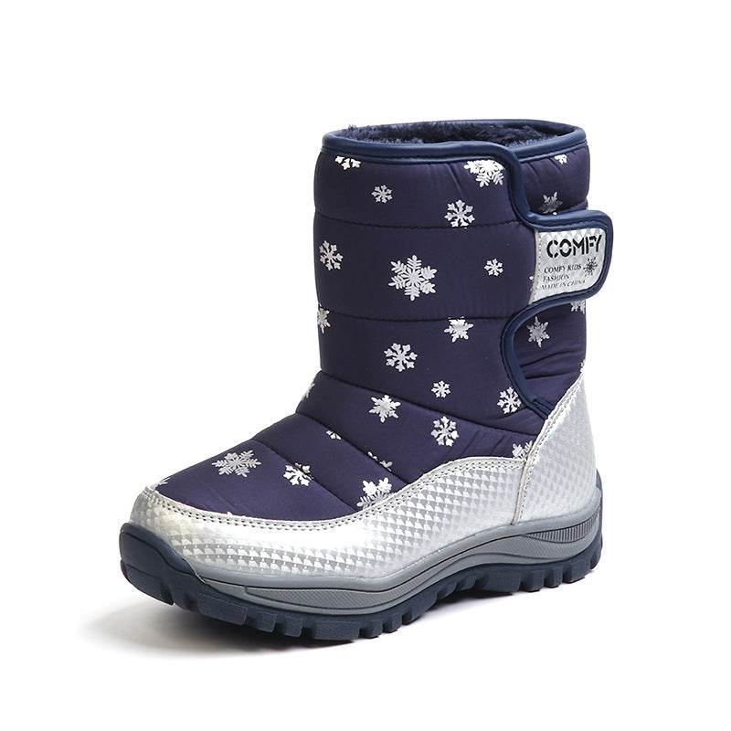 Boys And Girls Mid-boots Baby Thickened Warm Cotton Shoes - Mubimart
