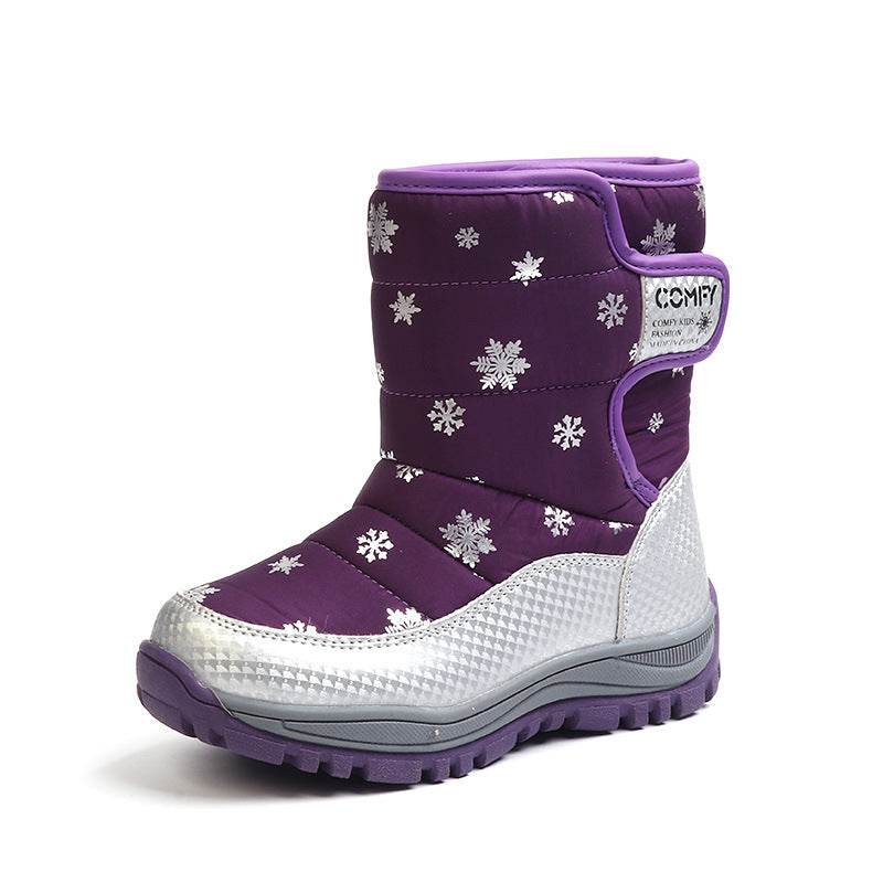 Boys And Girls Mid-boots Baby Thickened Warm Cotton Shoes - Mubimart
