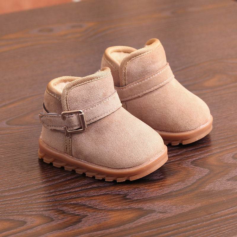Boys And Girls Soft-soled Warm And Velvet Thick Waterproof Non-slip Short Boots - Mubimart