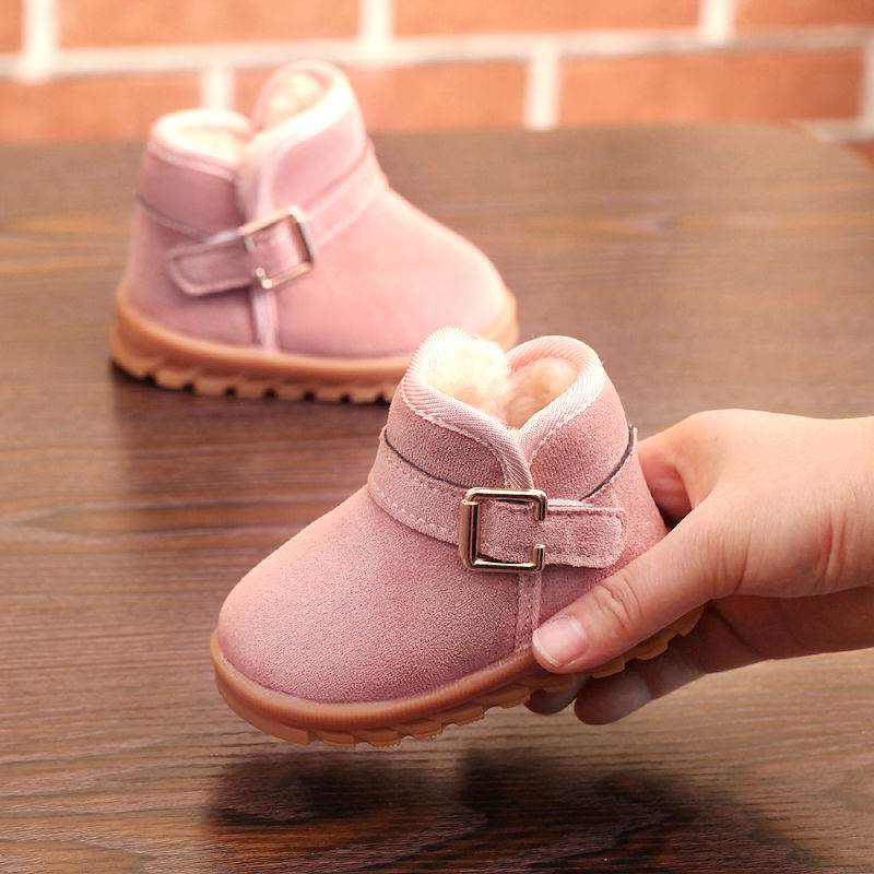 Boys And Girls Soft-soled Warm And Velvet Thick Waterproof Non-slip Short Boots - Mubimart