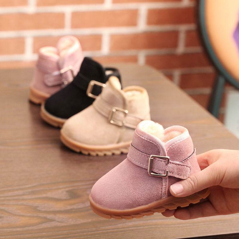 Boys And Girls Soft-soled Warm And Velvet Thick Waterproof Non-slip Short Boots - Mubimart