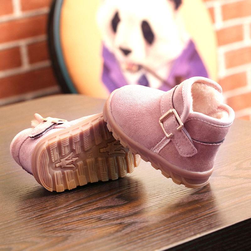 Boys And Girls Soft-soled Warm And Velvet Thick Waterproof Non-slip Short Boots - Mubimart