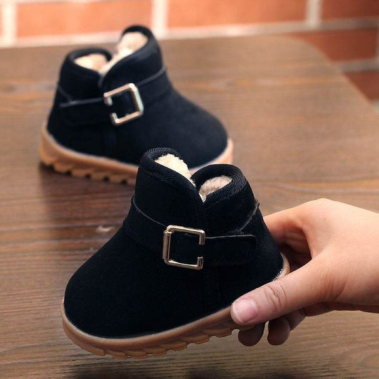 Boys And Girls Soft-soled Warm And Velvet Thick Waterproof Non-slip Short Boots - Mubimart