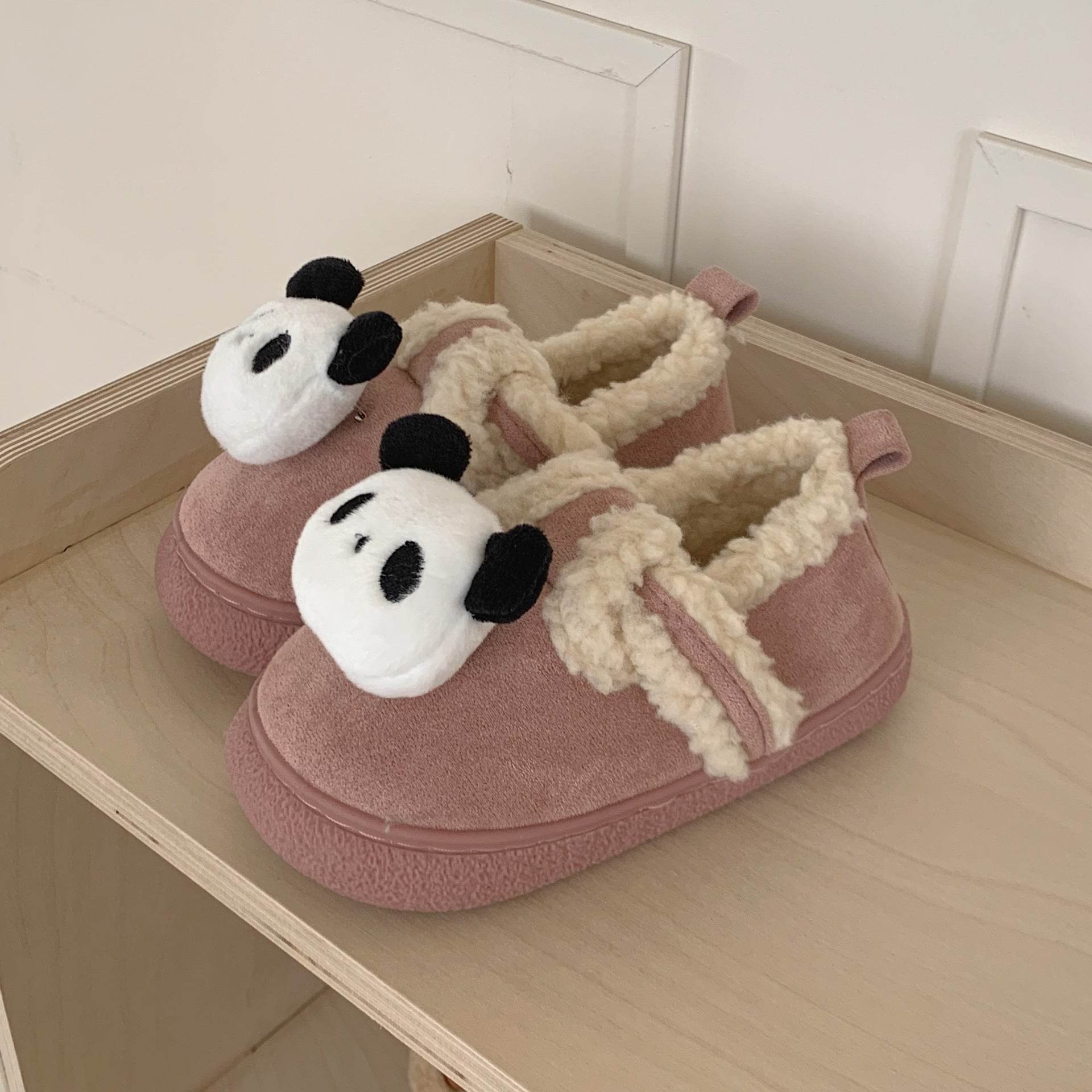 Boys And Girls Warm With Velvet Outdoor Cotton Slippers - Mubimart