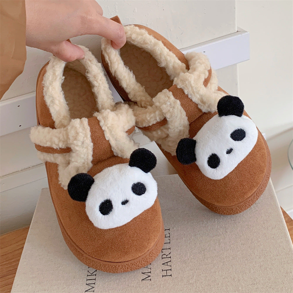 Boys And Girls Warm With Velvet Outdoor Cotton Slippers - Mubimart -  