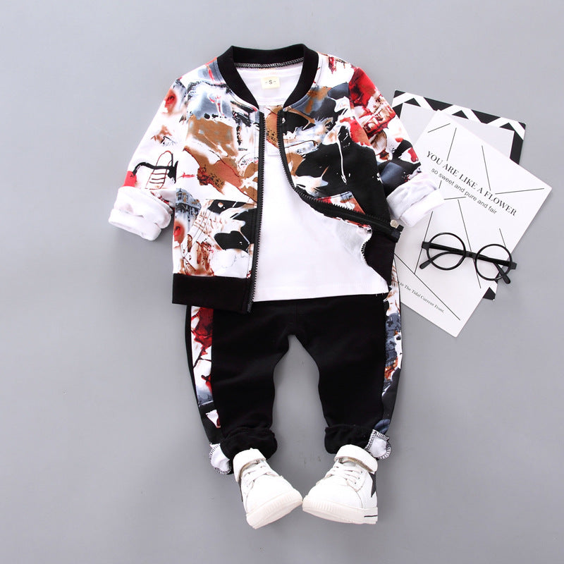 Boys Handsome Autumn And Winter Clothes Three-Piece Kid Clothes - Mubimart -  