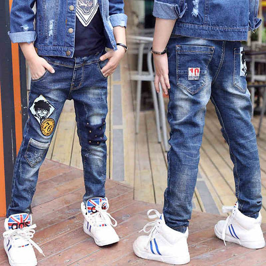 Boys Jeans Autumn And Winter New One-piece Velvet - Mubimart