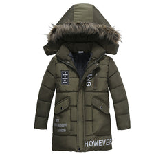 Boys Large Fur Collar Padded Warm Cotton Jacket - Mubimart -  