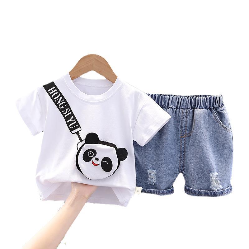 Boys' Summer Cartoon Bag Short-sleeved Two-piece Set Baby - Mubimart -  