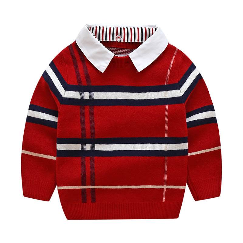 Boys plaid jacquard sweater - Mubimart