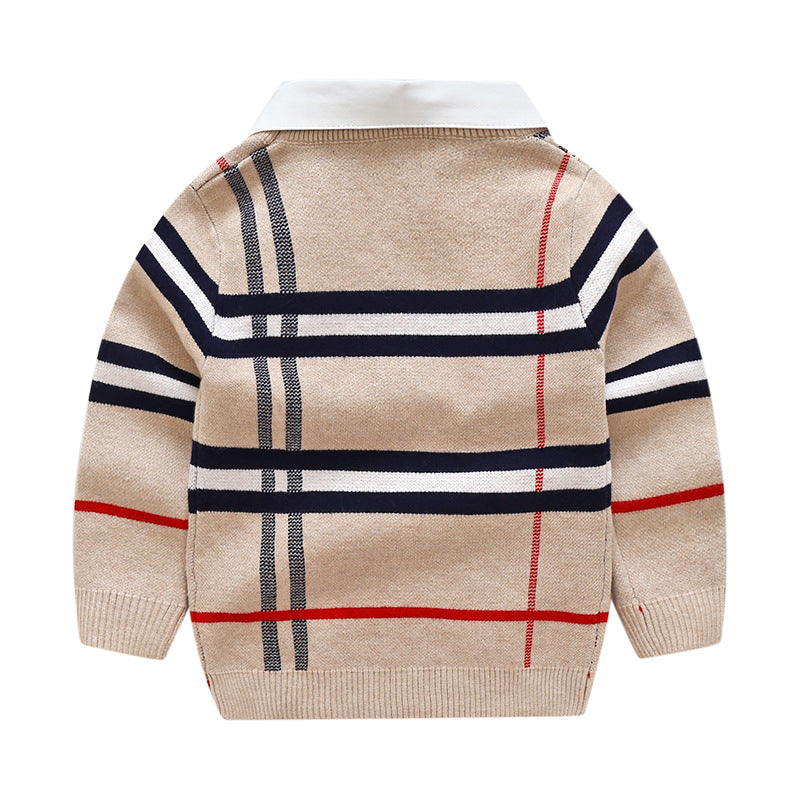 Boys plaid jacquard sweater - Mubimart -  