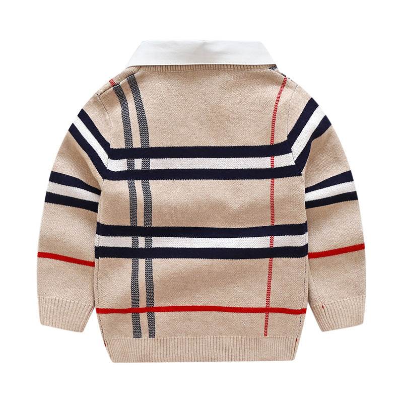 Boys plaid jacquard sweater - Mubimart