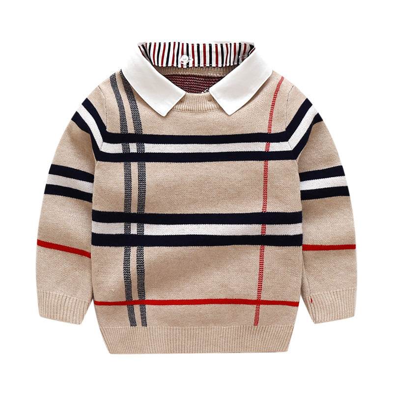 Boys plaid jacquard sweater - Mubimart