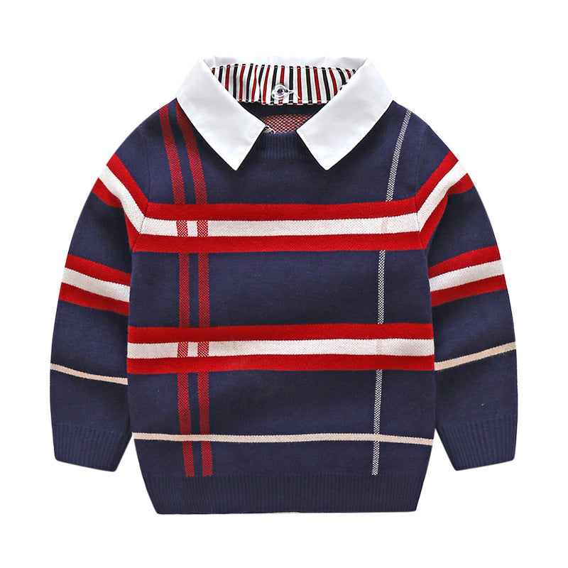 Boys plaid jacquard sweater - Mubimart -  