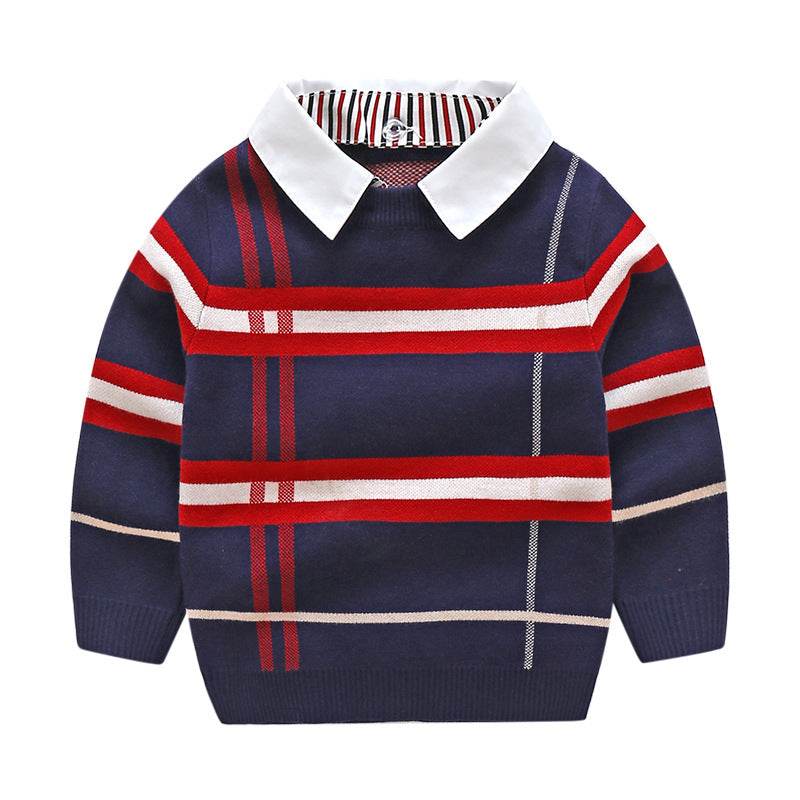 Boys plaid jacquard sweater - Mubimart