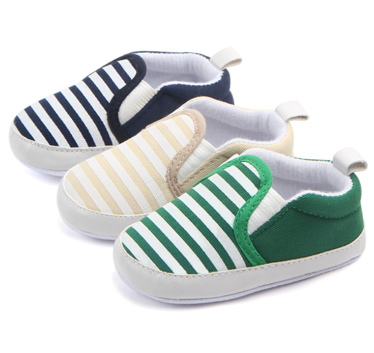 Brand New Pram Newborn Toddler Baby Girls Boys Kids Infant First Walkers Striped Classic Shoes Loafers Casual Soft Shoes - Mubimart - Baby Shoes 