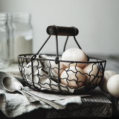 Bread Made Old Wrought Iron Market Basket Kitchen Fruit Basket Retro Basket Storage Basket - Mubimart -  